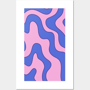 Abstract curved lines in pink and purple color in retro style Posters and Art